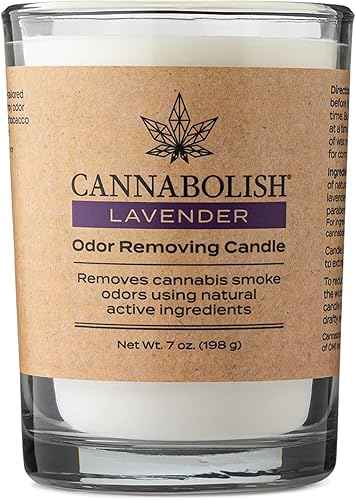 Cannabolish Vela eliminadora de olores de humo de lavanda, 7 onzas, ingredientes naturales