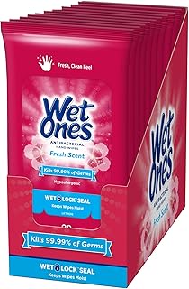 Wet Ones Antibacterial Hand Wipes, Fresh Scent, 20 Count (Pack of 10)