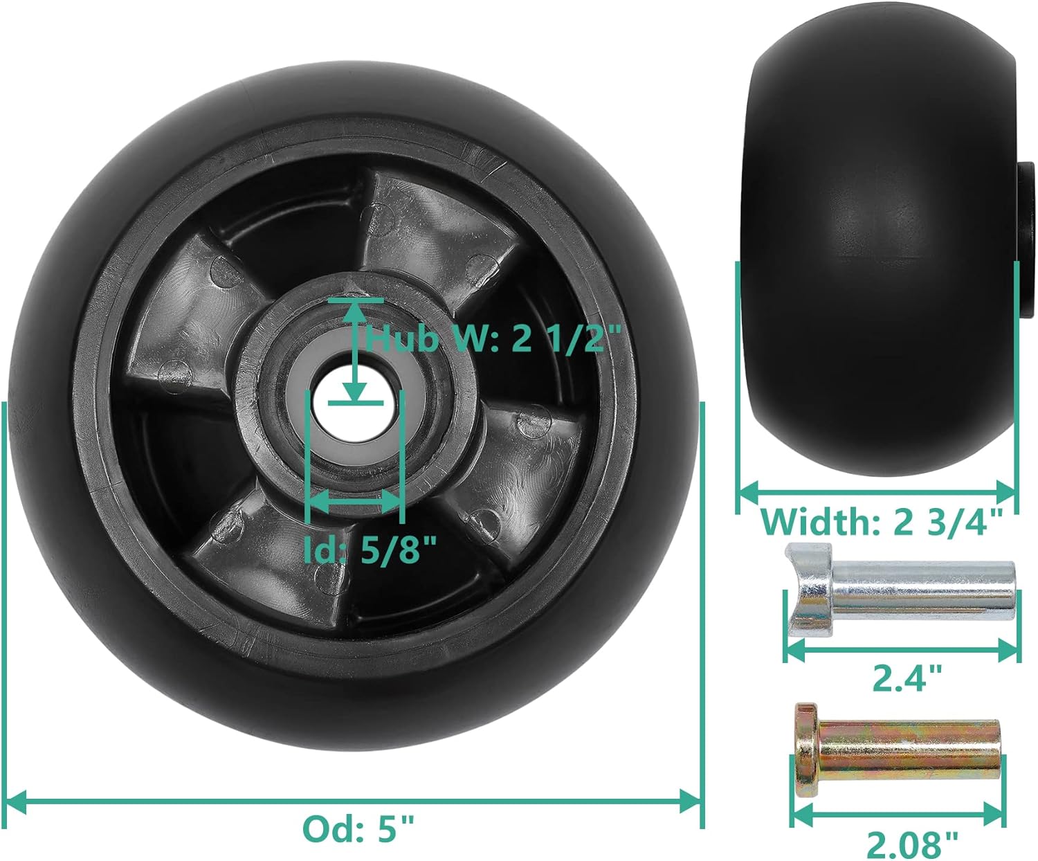 Deck Wheel Kit 4PCS, Compatible with John Deere 48" 54" 60" 72" Deck Lawn Mowers, Replace Part# AM125172
