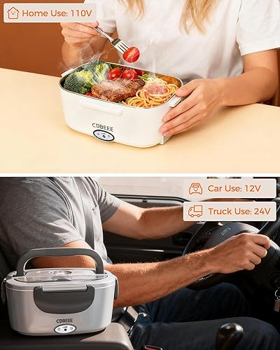 Miniatura 2 de Lonchera eléctrica con calentador de alimentos - Calentamiento rápido de 80W, lonchera con calefacción de 1.5L a prueba de fugas, calentador de 1.5L