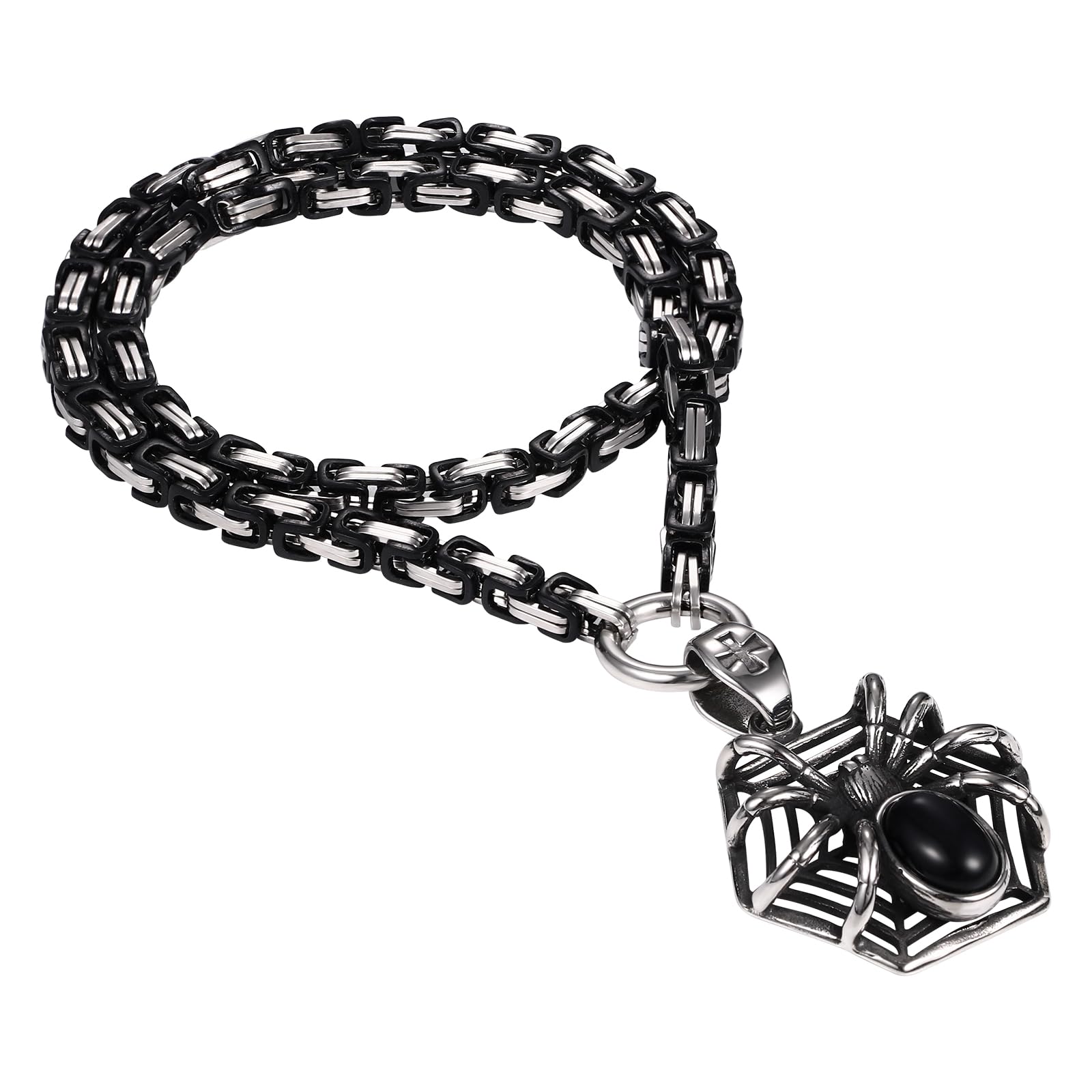 Collier croix araignée gothique avec chaîne byzantine haut de gamme - 7