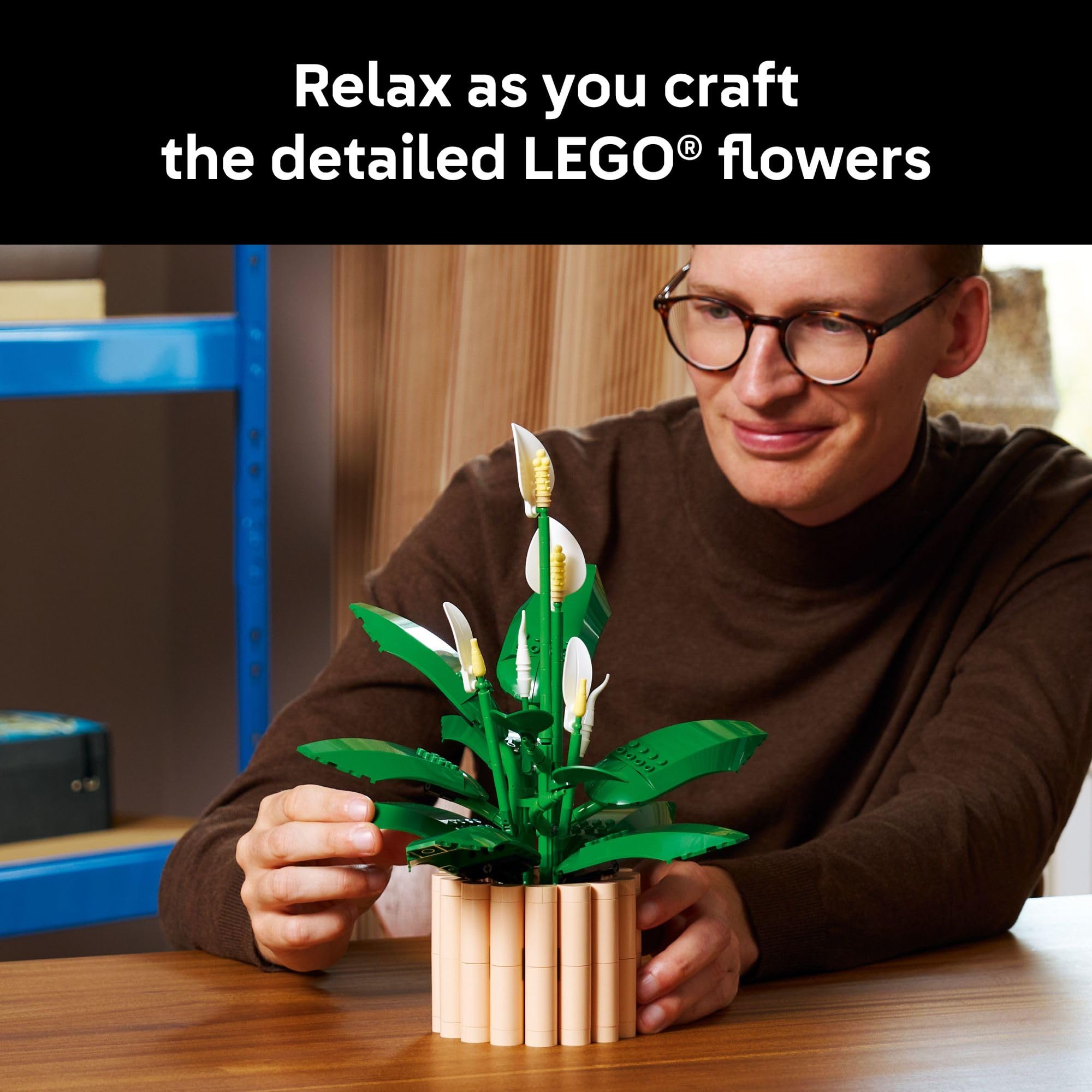 LEGO Botanicals Peace Lily Flower Building Set for Adults - DIY Bedroom, Book Shelf & Office Decor for Women & Men, Ages 18+ - Artificial Flowers Crafting Kit - Gift Idea for Birthdays - 11504