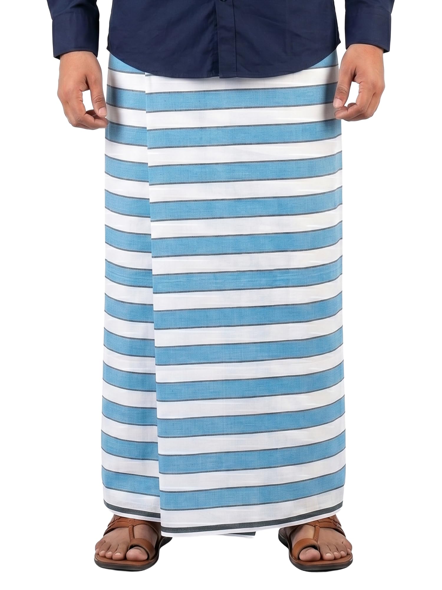 zoiora Multicolour Striped Cotton Lungi for Men | Pure Cotton Kerala Mundu | Soft & Breathable Dhoti | Hem-Stitched Single Lungi-picture-54