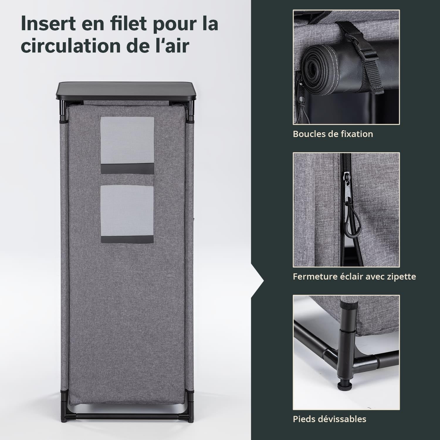 Skandika Armoire de Camping Ruoka | Armoire Haute, 140 cm, système emboîtable sans Outils, 4 étagères, Sac de Transport, Cuisine de Camping | Accessoires de Camping, Cuisine d'extérieur, Tente