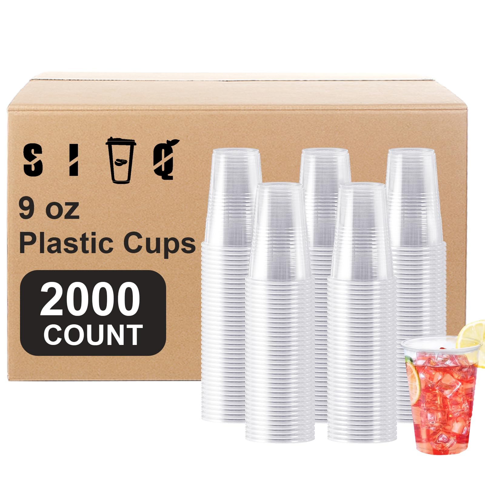 SIUQ 600 Pack 9 oz Plastic Cups, Clear Disposable Plastic Water Cups Bulk — Amazon image 12