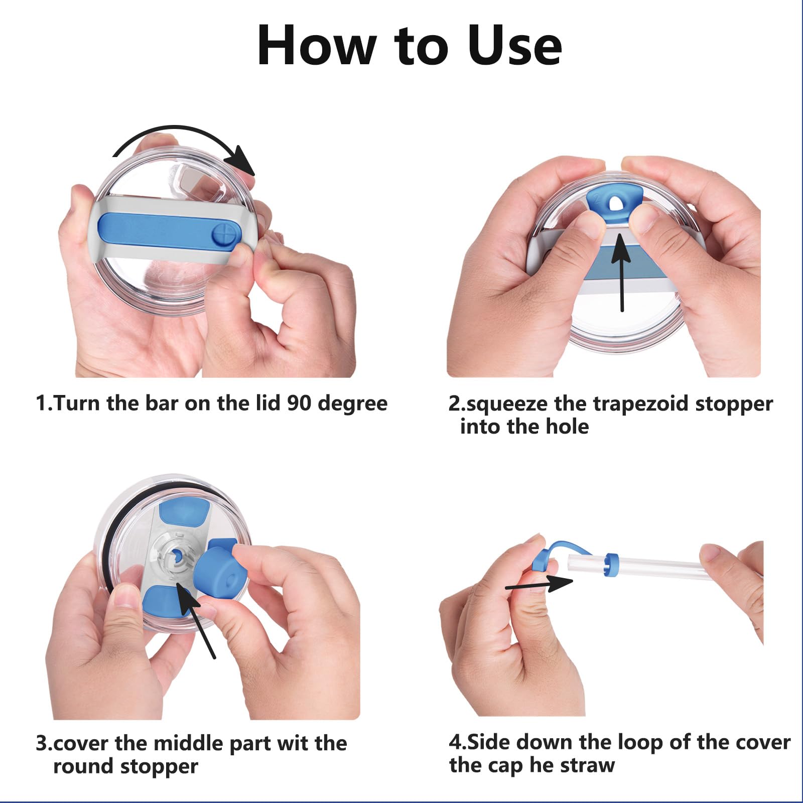 DUNLAGUE Lot De 2 Bouchons Anti-déversement En Silicone Pour Gobelet Stanley 2.0, 887 Ml Et 1200 Ml, Accessoires De Tasse Avec Couvercle De Paille, Bouchon Rond, Bouchon Carré, Quartz Rose