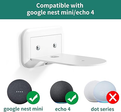 Miniatura 2 de HomeMount Soporte de pared de metal para Google Nest Mini y Echo de 4ª generación, soporte de pared para altavoz con organización de cables