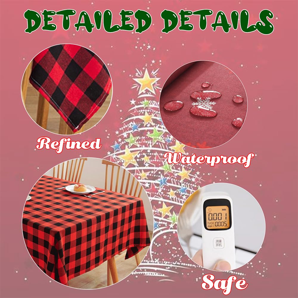 Mateju Nappe Imperméable Rectangulaire 3D Noël Nappe Taille au Choix, Essuyable Nappe de Table Anti-Taches & Résistant aux Rayures pour Fête d'Noël (220x150cm,Rouge 8