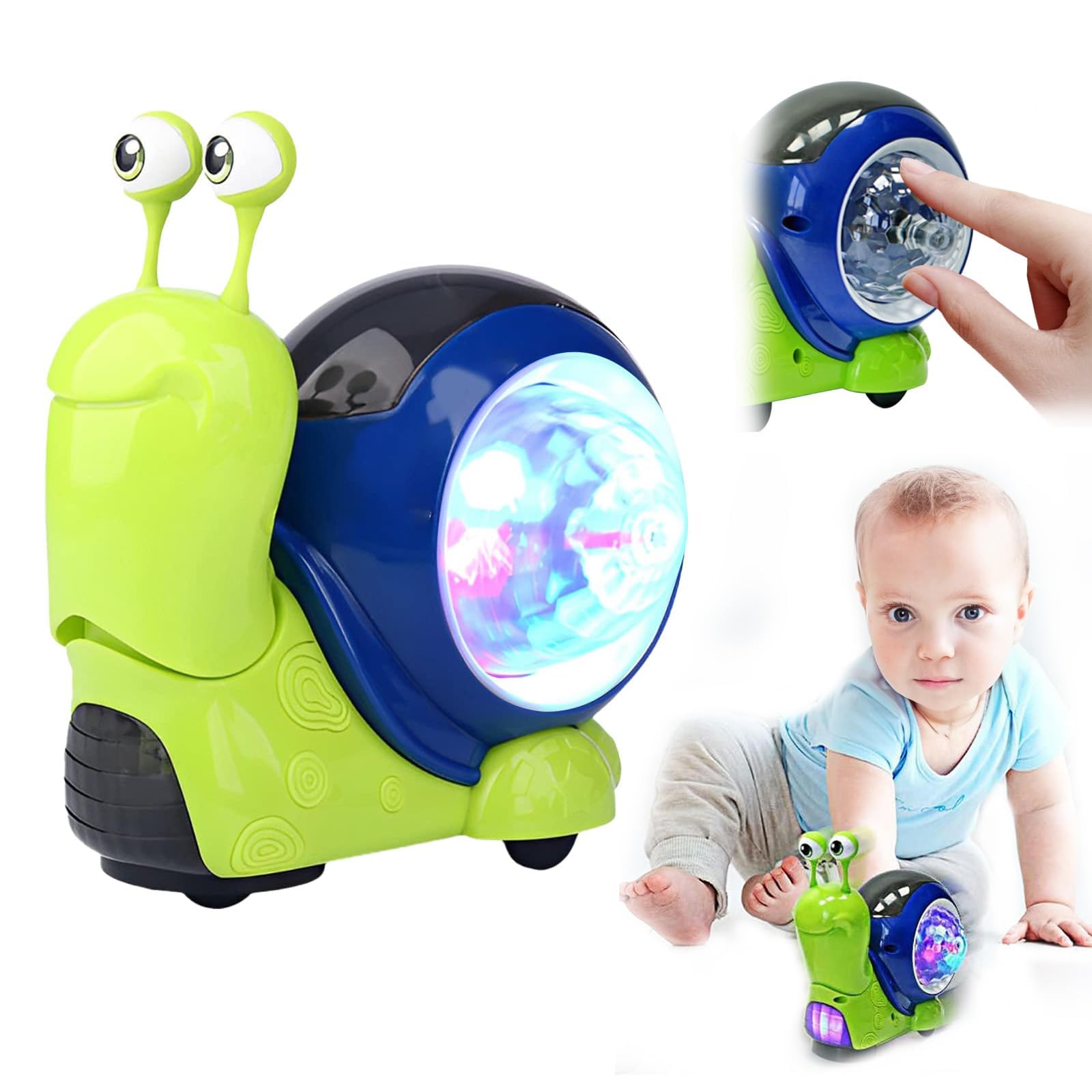 crawling-interactive-walking Crawling Snail Baby Toys 6-12 Months - Interactive Crawling Crab Toy Musical Sensory Toys with LED Lights, Light Up Toys for Babies