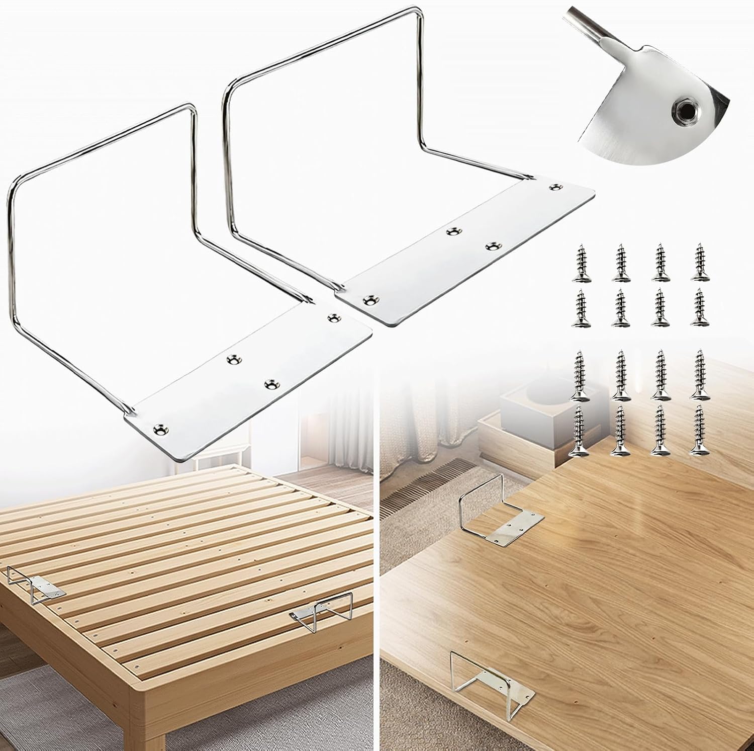Mattress Retainer Bar for Wood Slat&Wood Solid Base Platform Beds,2 Packs