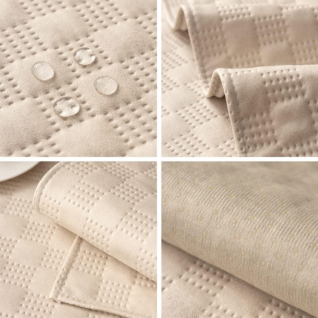 vctops Luxury Water Resistant Quilted Sofa Cover Faux Suede Plaid Sectional Couch Cover Anti-Slip Sofa Slipcover for Dogs, Children, Pets Furniture Protector (Beige,36"x94")