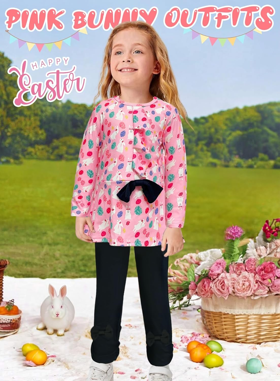 Adorable Cute Toddler Baby Girl Clothing 2pcs Outfits 4T Colorful Pink Bunny image 5 of 6 B0DMVPCJN6