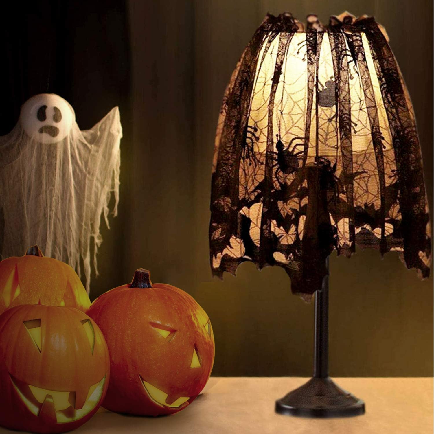 Buy 1 get 1 🔥 3 Pieces Halloween Decorations Set, Black Lace Spiderweb Tablecloth Fireplace Mantel Scarf Window Table Cover Spider Cobweb Large 20 X 60 Inch Lamp Shade Cover Decoration for Halloween Party 🔥 Hot Deals 3 Pieces Halloween Decorations Set, Black Lace Spiderweb Tablecloth Fireplace Mantel Scarf Window Table Cover Spider Cobweb Large 20 X 60 Inch Lamp Shade Cover Decoration for Halloween Party