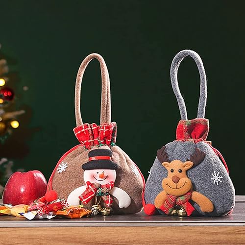 Miniatura 5 de MBZNB Bolsas de regalo de Navidad con cordón, bolsas de tela reutilizables para regalos de Navidad, bolsa de almacenamiento de muñeco de nieve de