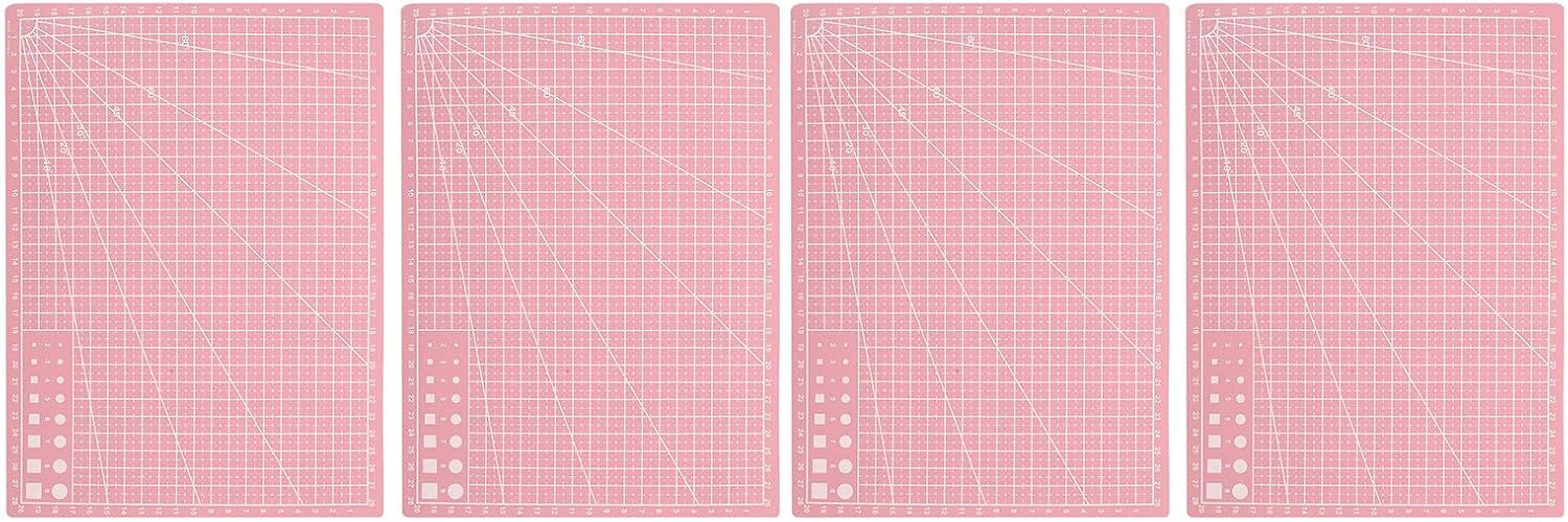 4pcs Pink Double-sided Cutting Mat for Quilting and Fabric Crafting
