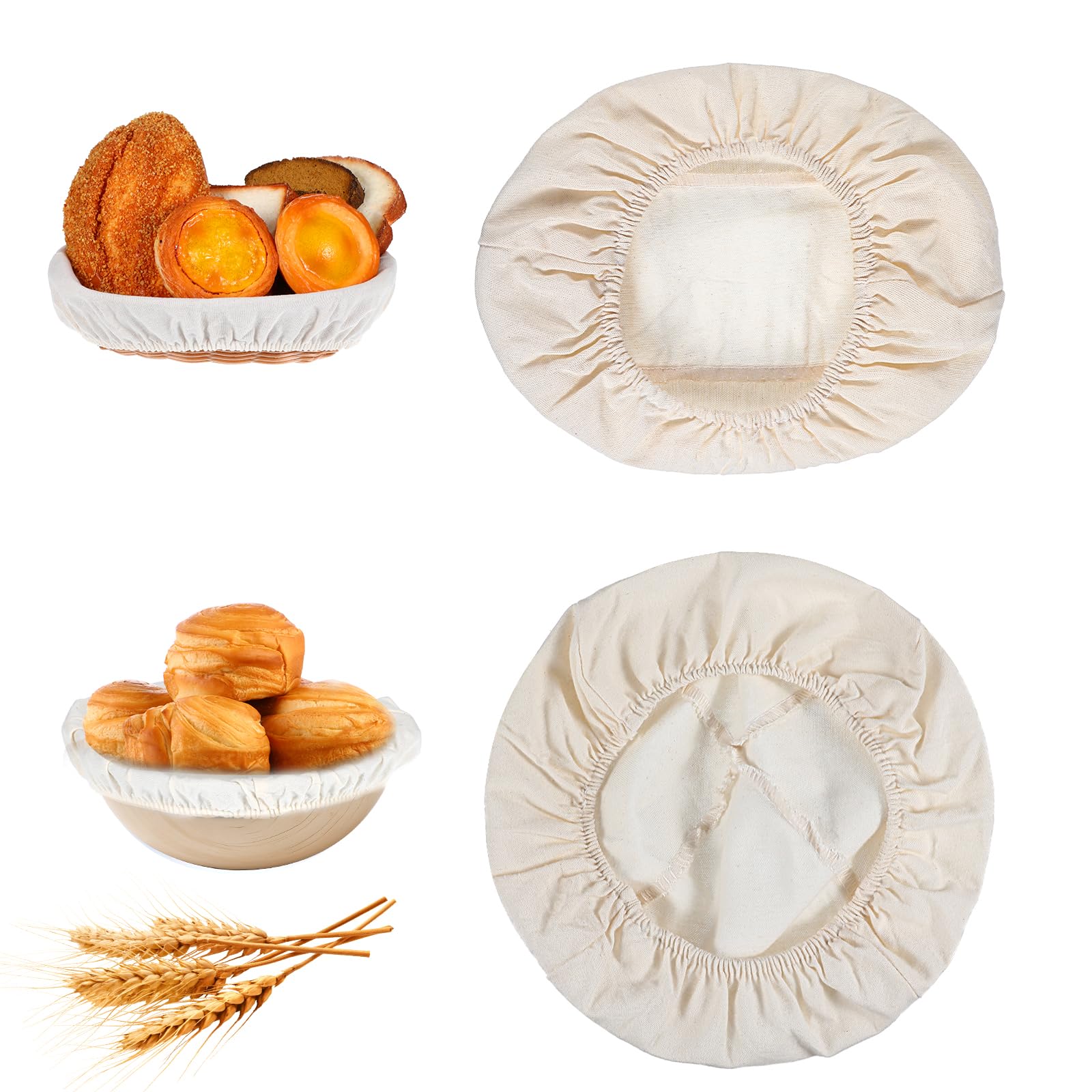 Lot De 2 Doublures Lin Pour Panier à Pain - Tissu De Fermentation Naturel, Avec Brosse Silicone - Fait Main