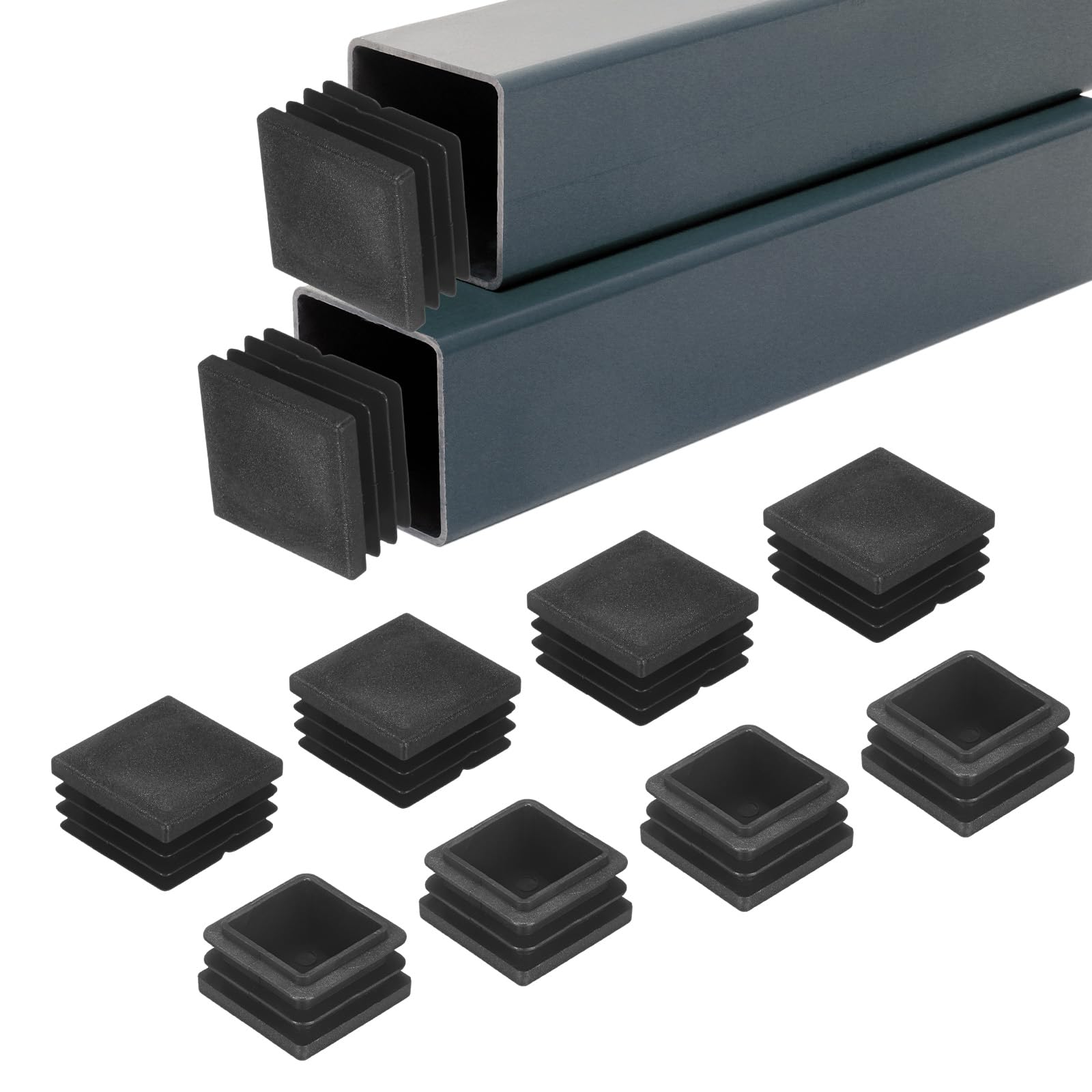 30-Pack Square Tubing End Caps, 1.2Inch/30mm Plastic Tube Plugs for Square Metal Tube/Chair Legs/Pipe Post/Furniture/Fence, Bumper Tubing Plug [Black]