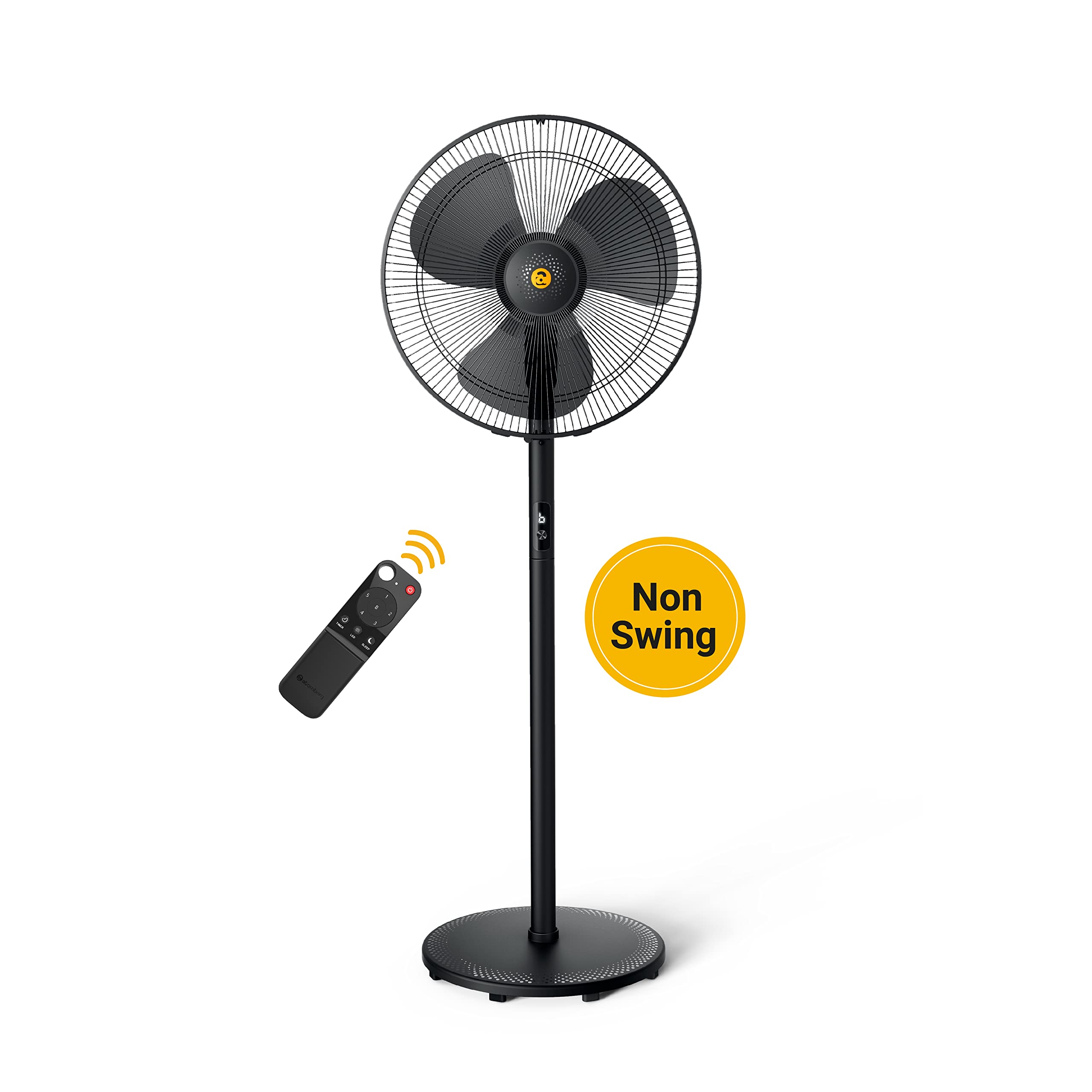 atomberg Renesa 400mm Pedestal Non-Swing Fan | High Speed BLDC Motor with Remote Control (Black)