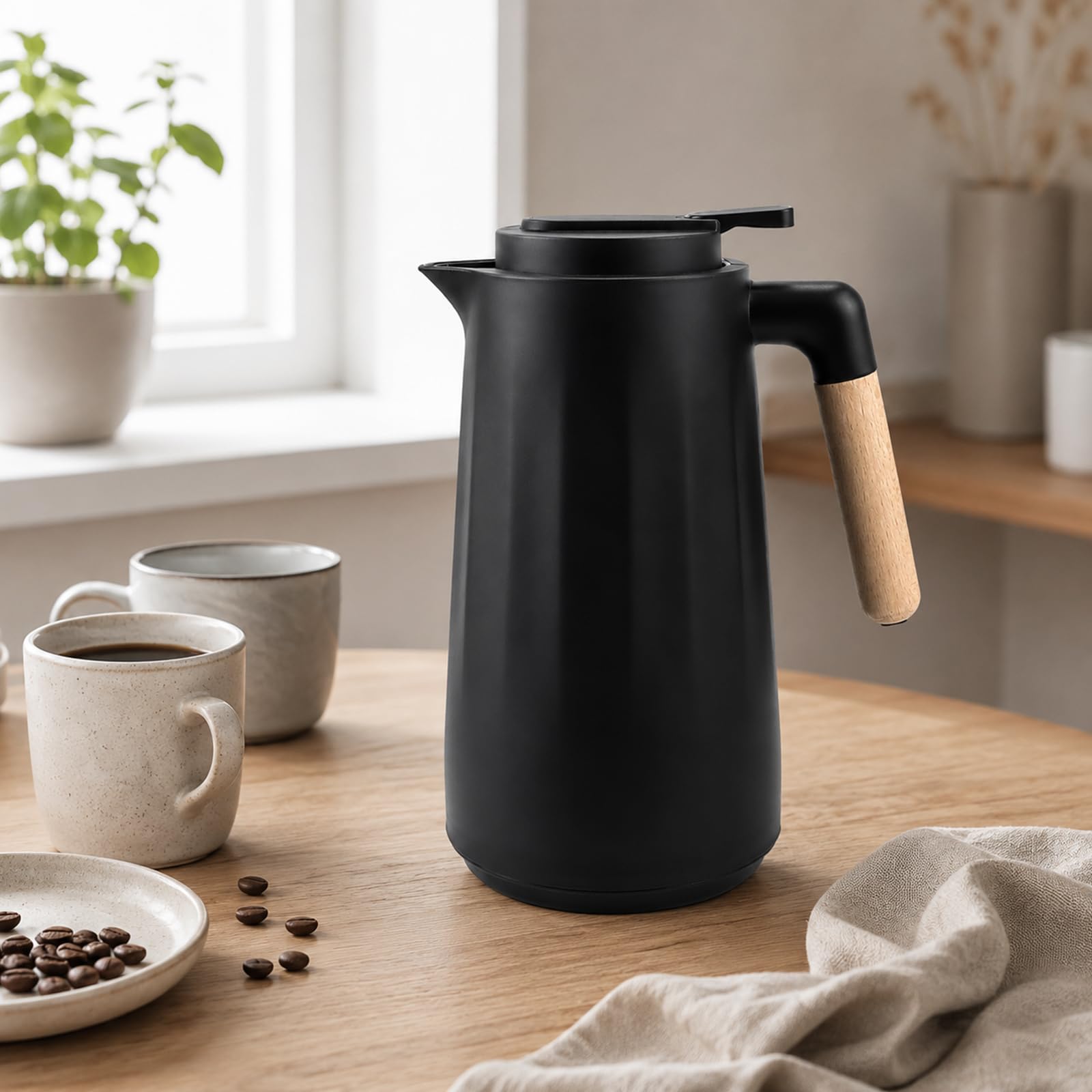 2 caraffe termiche da 1 l, a doppia parete, per caffettiera sottovuoto