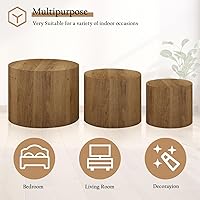 Vista 6 de Vikiullf Nesting Coffee Table Set of 3, Round Wooden Coffee Tables, Modern Circle Table for Living Room, Bedroom, Accent Side Table, Saving Space