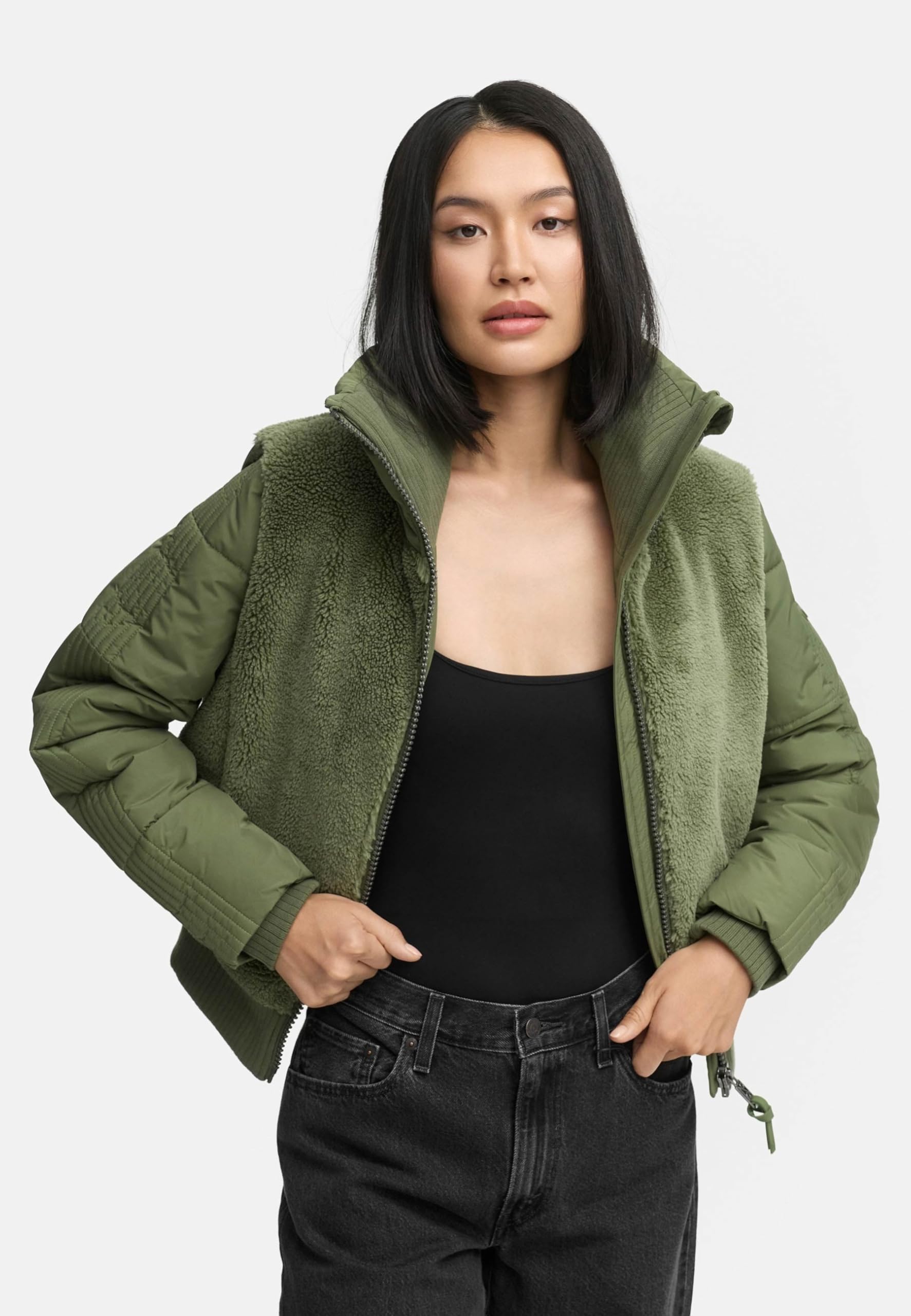 Navahoo Damen Winterjacke (XS-2XL) - mit Teddyfleece, hohem Kragen und 4 Taschen - N100