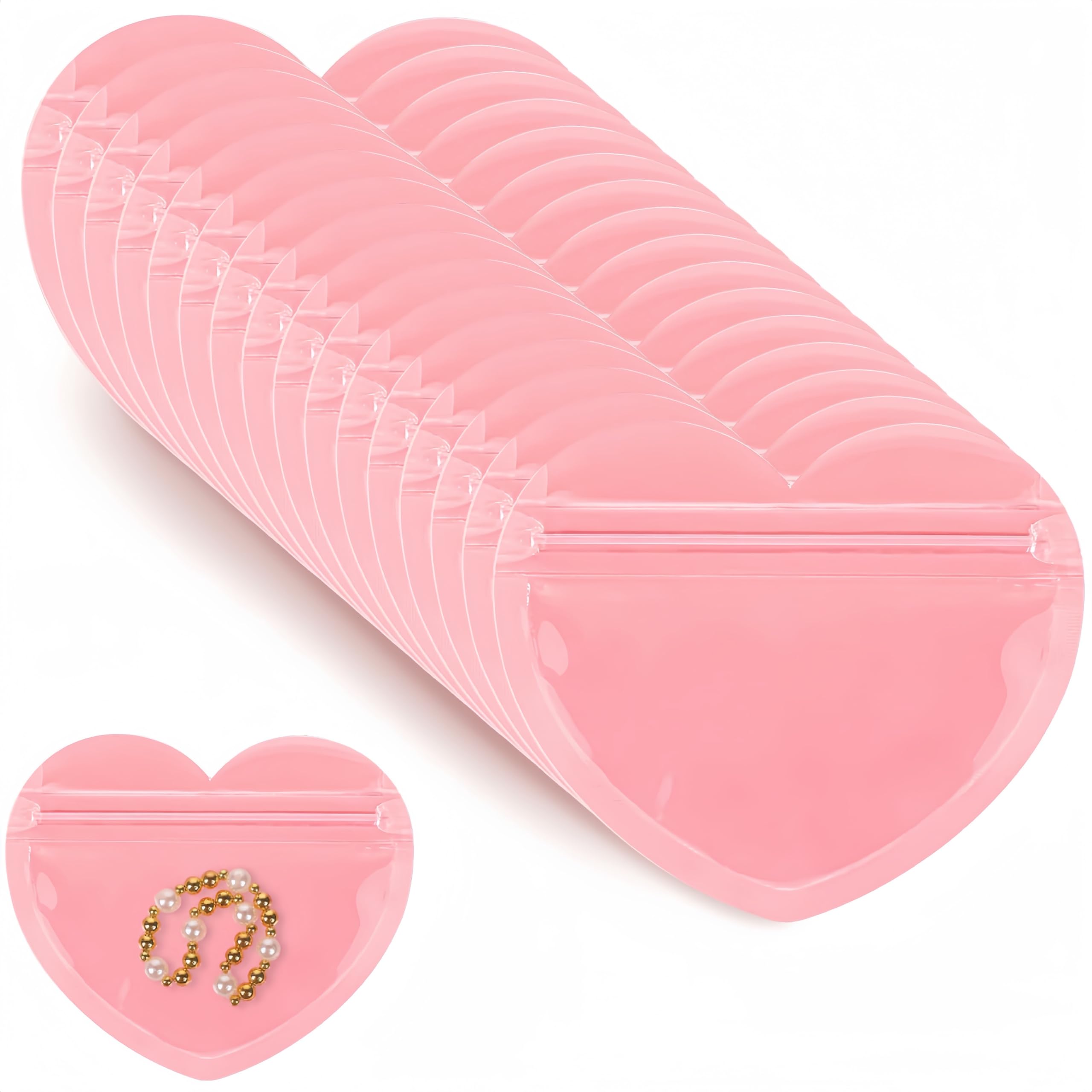 MAKABEE 100pcs Pink Heart-Shaped Mylar Bags, 4"x4" Clear & Resealable Ziplock Packaging Bags for Small Business Essentials Supplies, Perfect for Earring, Jewelry, Small Trinkets, Small Accessories (B0D7367G17) Amazon Price History, Amazon Price Tracker