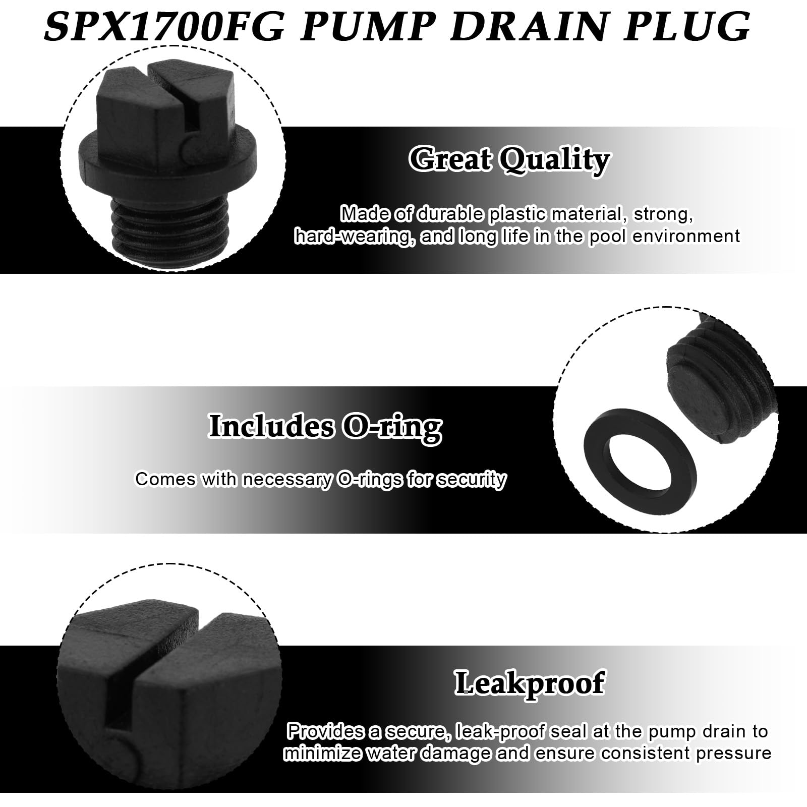6szt SPX1700FG Korek Spustowy Basenu, Zastępczy Korek Pompy Basenowej Uszczelkami Kompatybilny z Hayward Super Pump/Power-Flo LX/Power Flo II/Max Flo