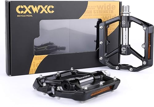 Vista 7 de CXWXC Pedales de bicicleta de carretera/MTB - Pedales de bicicleta de aleación de aluminio - Pedal de bicicleta de montaña con clavos