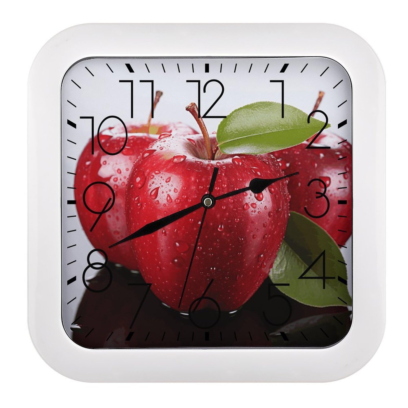 Horloge murale carrée moderne rouge et silencieuse pour un sommeil paisible