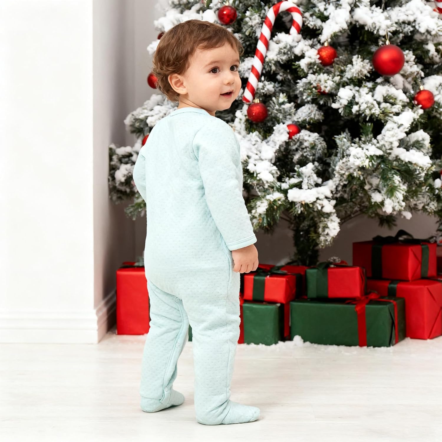 Baby Fall Outfit Footie Jumpsuit Long Sleeves Playsuit Wither One-piece Air Layer Clothing for 0-12 Months - Image 5