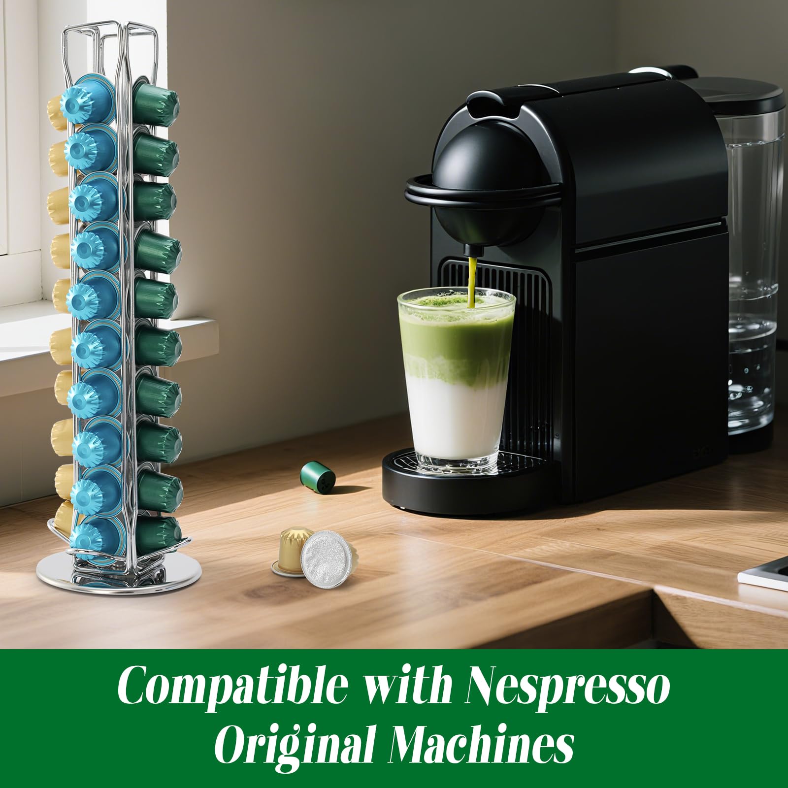 Eastsign Sweetened Matcha Latte Pods Compatible with Nespresso Creamy Convenient 10 Recyclable Capsules — view 7
