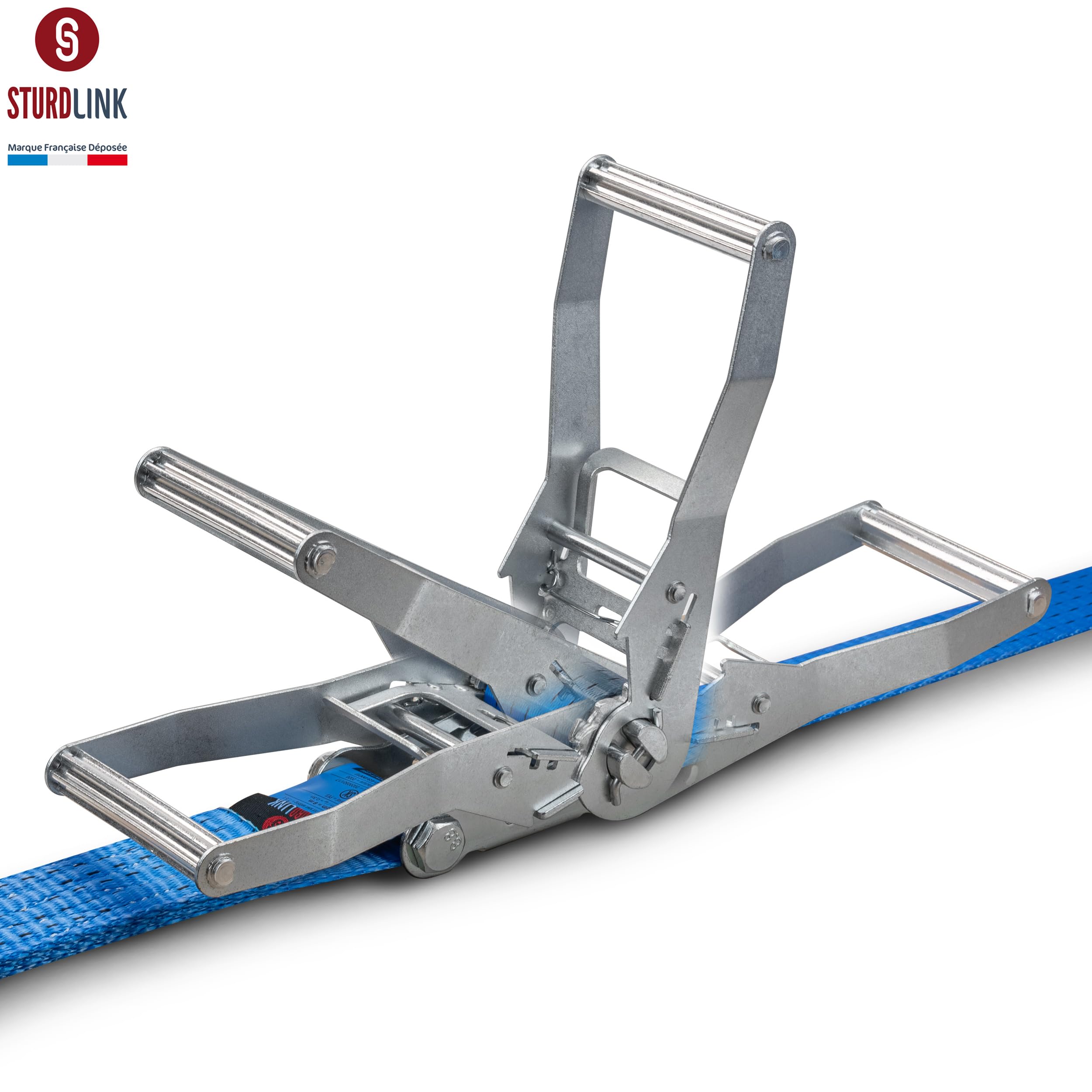Sturdlink - x2 Cinghia di Fissaggio a cricchetto, Larghezza 50 mm, con Ganci in Ferro, Lunghezza 9 m, LC 2500 kg/5000 kg+ Borsa, STF 350 Dan, per Trasporto, rimorchio, Peso Pesante, Camion, Car