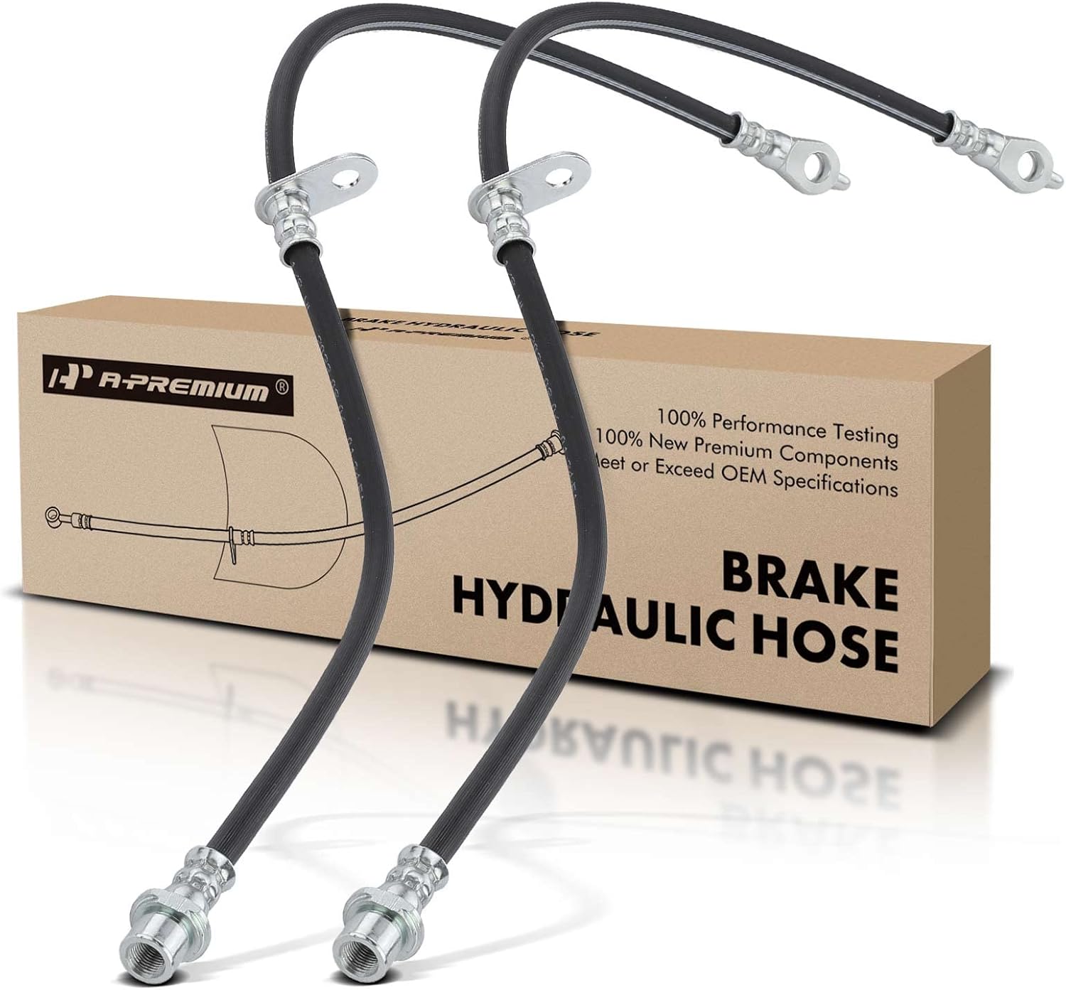 A-Premium Front Driver and Passenger Brake Hydraulic Hose Compatible with Toyota and Pontiac Models - Corolla 2009-2019, Matrix 2009-2014, Vibe 2009-2010, 1.8L 2.4L - Replace# 90947A2076, 90947A2075