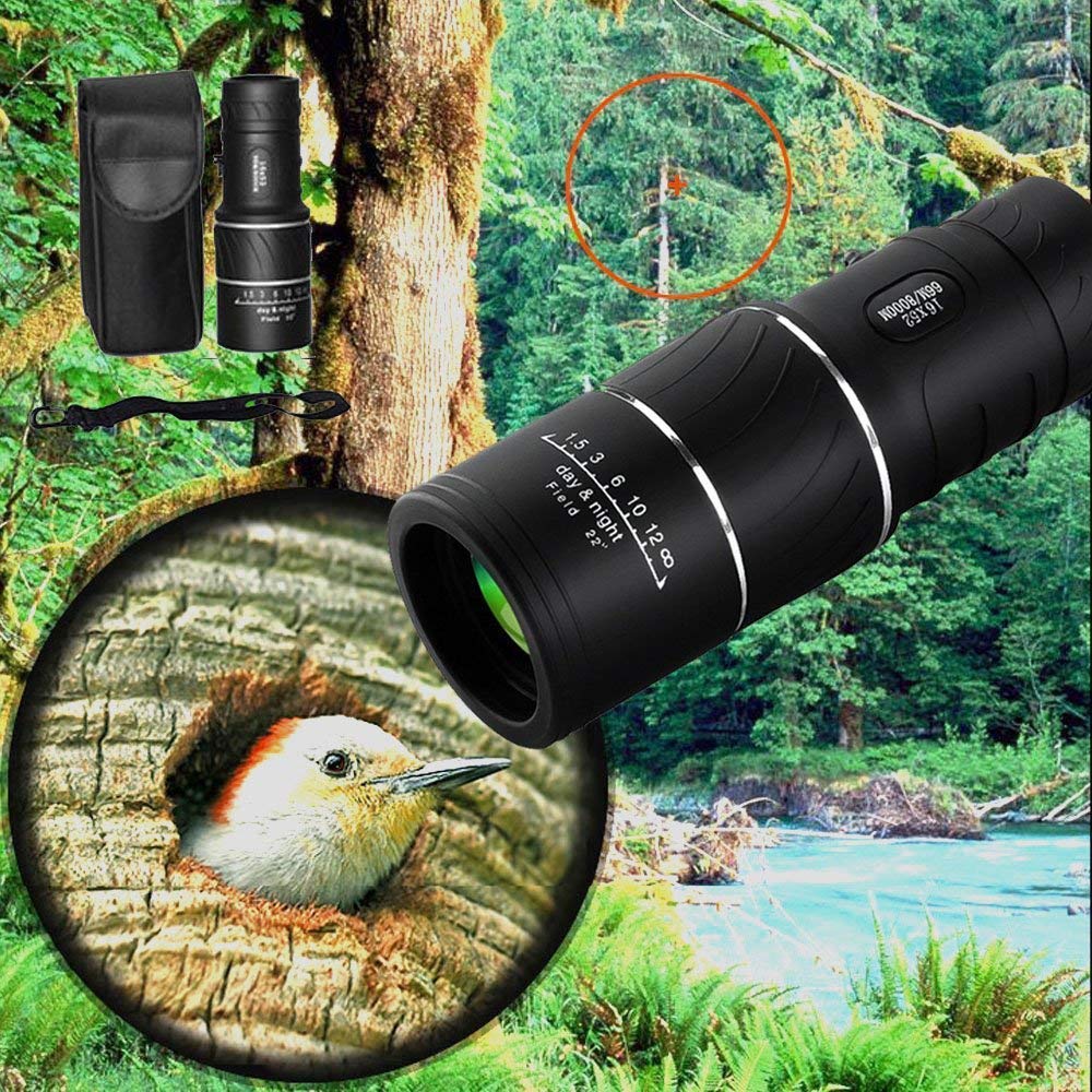 Telescopio monocular Alta Potencia 16x52, binoculares 66/8000 m, plástico Negro, para Exteriores y Deportes al Aire Libre.