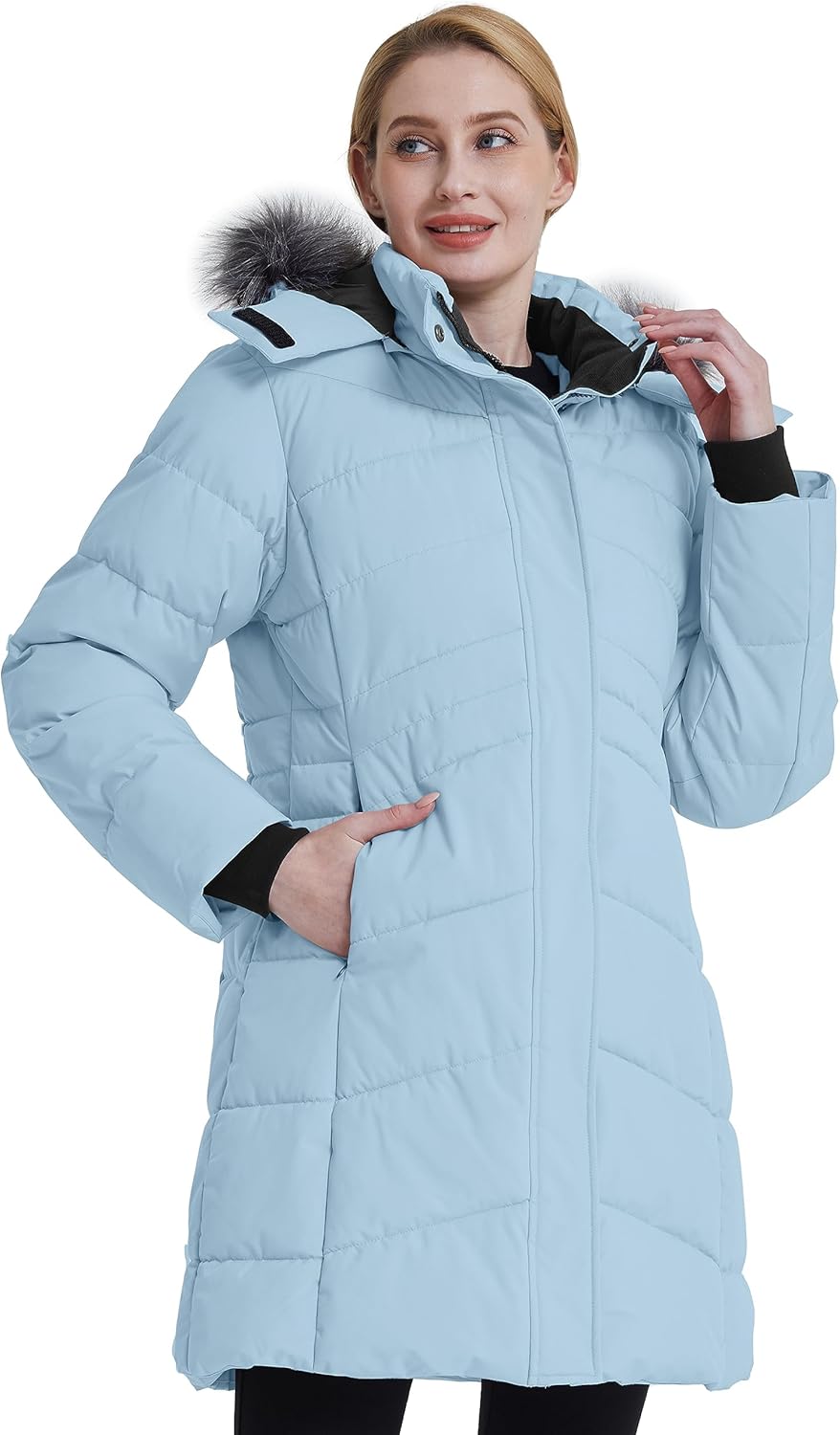 ZSHOW Women's Winter Coat Waterproof Warm Puffer Jacket Long Parka with Faux Detachable Hood - Image 2