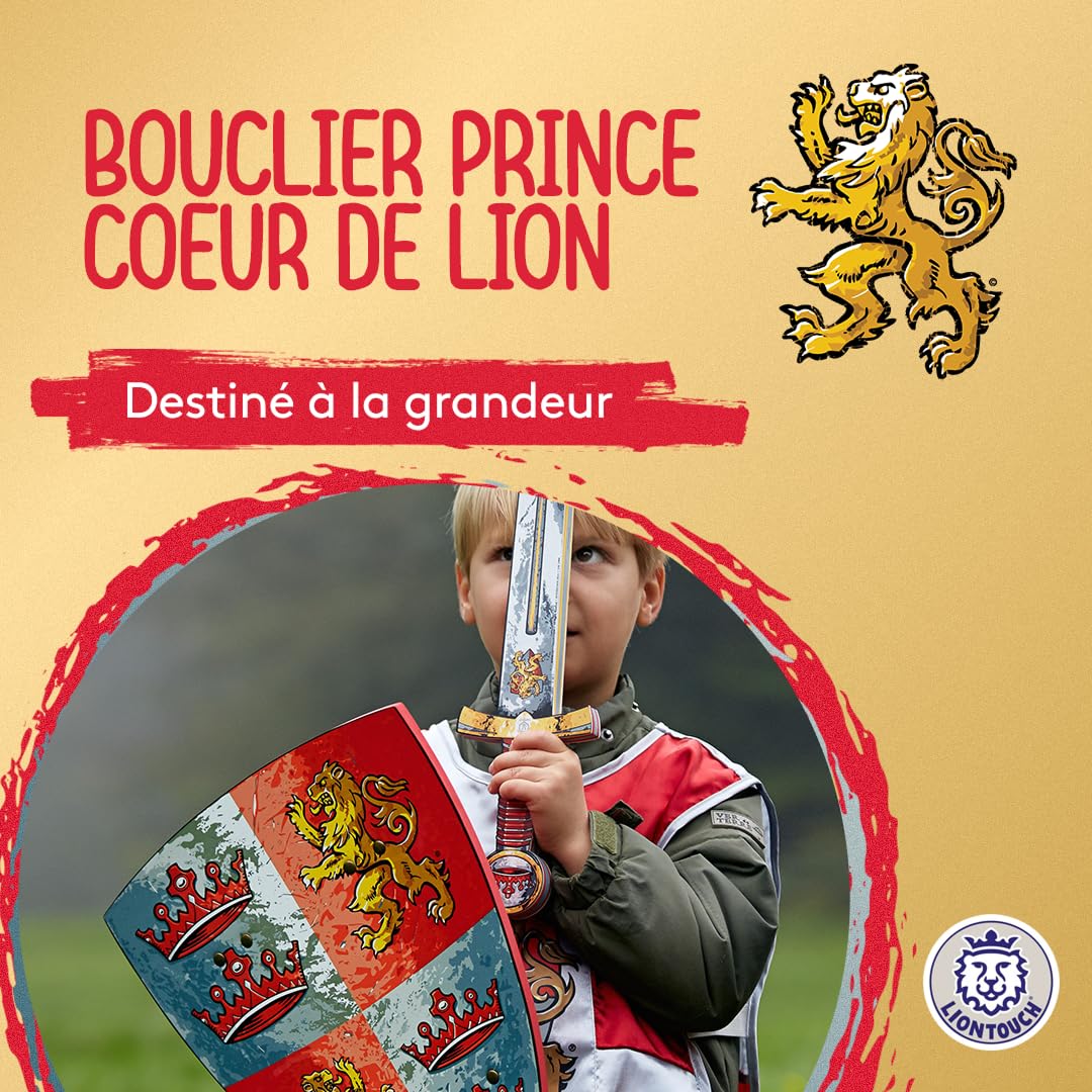 Liontouch - Bouclier Prince Coeur de Lion - 3-8 Ans| Jeu De Simulation Médiéval en Mousse pour Enfants Prêts pour des Aventures Chevaleresques | Armes & Armures Sécurisées pour Déguisements Royaux