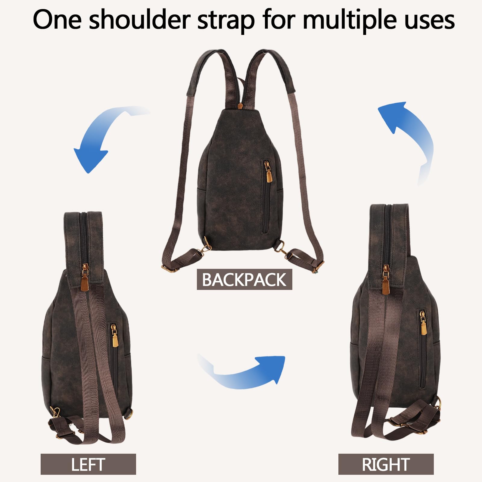 Borsa a Tracolla Donna Uomo 2 in 1 Zaino Donna in Similpelle Tracolla Regolabile Multifunzione per Lavoro Viaggio Tutti i Giorni