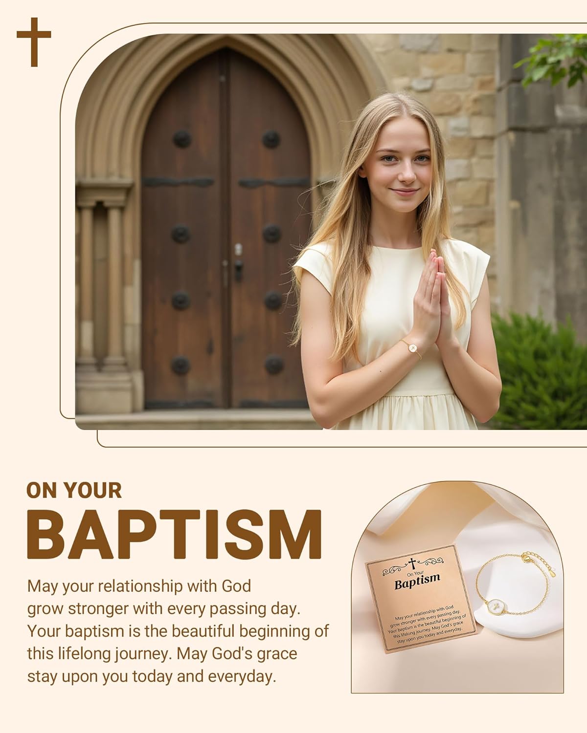 PINKDODO Cute Cross Bracelet for Teen Girls Confirmation Baptism Christian Religious Easter Jewelry Gifts for Daughter Granddaughter Niece - Image 5