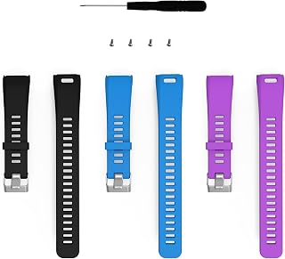 ECSEM Replacement Soft Silicone Bands Straps Compatible with Garmin vivosmart HR, Black/Blue/Purple