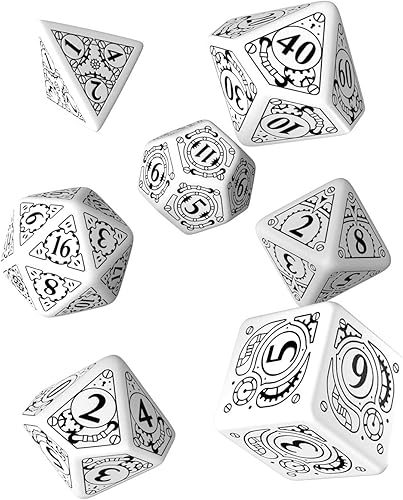Juego de dados Steampunk Blanco - Negro (7)