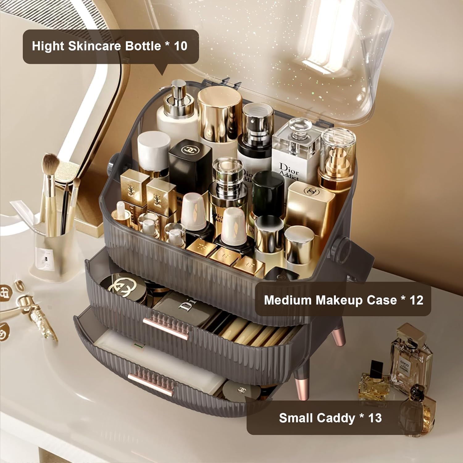 Seafrrzios Hair Tie Organizer Portable Hair Accessory Storage Containers Stackable Hair Tie Bobby Pin Holder Home Cotton Swab Dispenser Hair Accessories Jewelry Organizer Box 1