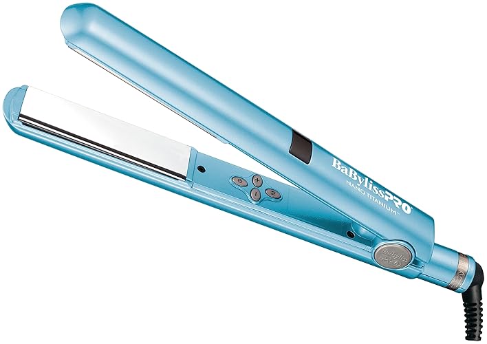BaBylissPRO Nano Titanium Flat Iron Hair Straightener, 1" Digital Hair Straightener Iron for Professional Salon Results and All Hair Types - Blue