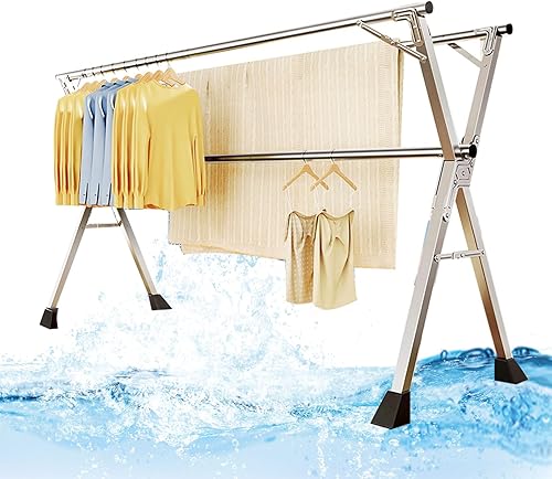 Estante de secado de ropa plegable para lavandería, estantes para secadora de ropa en interiores, tendedero portátil de ropa al aire libre, soporte