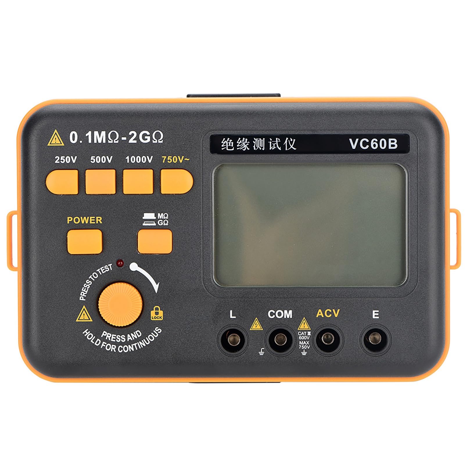 MegOhm Mètre VC60B Testeur de Résistance d'Isolement Numérique 200MΩ 2GΩ