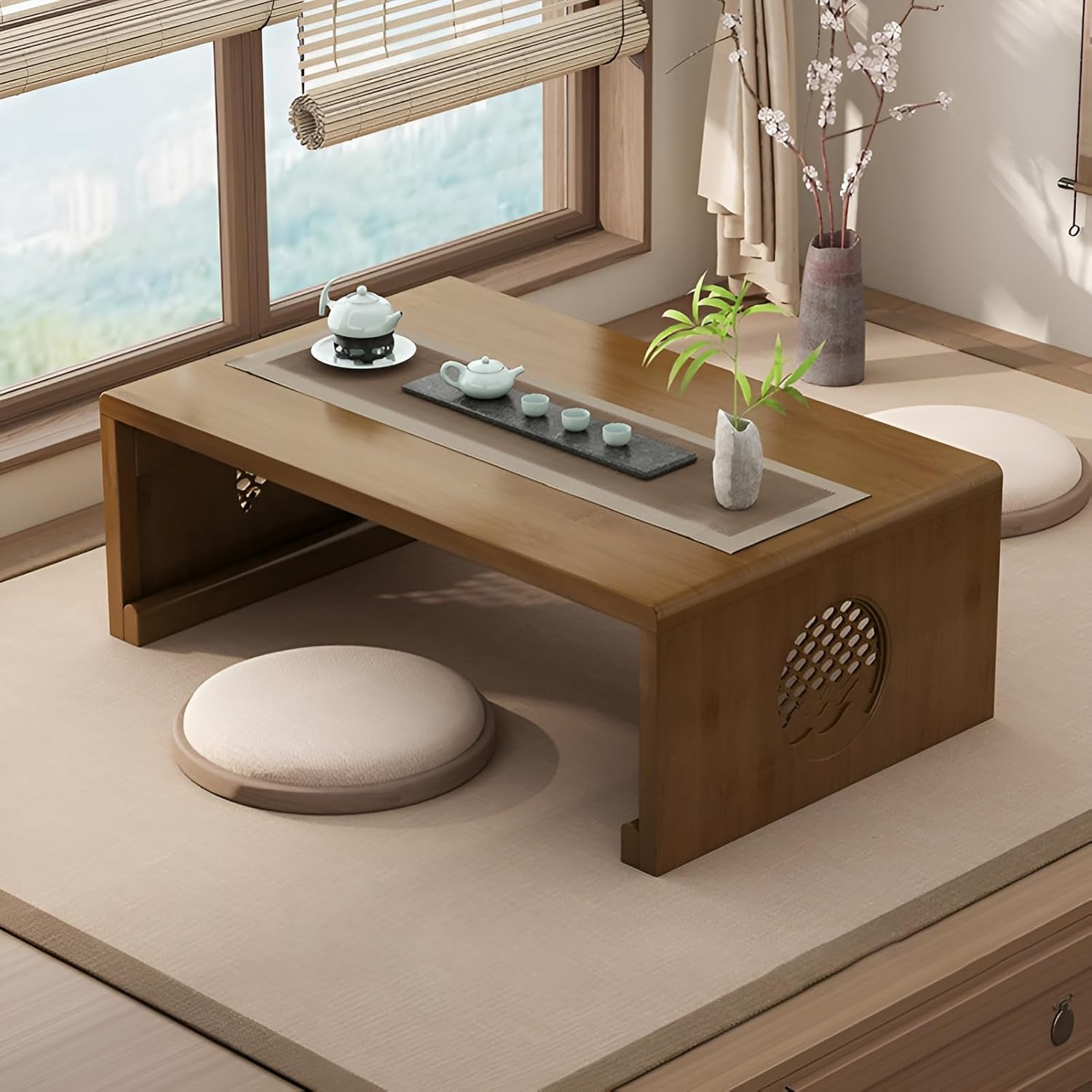 Folding Coffee Table Foldable Japanese Coffee Table Low Table for Living Room,Dining Room,Tea,Tatami,Home Decoration (31.5 * 19.7 * 12inch)