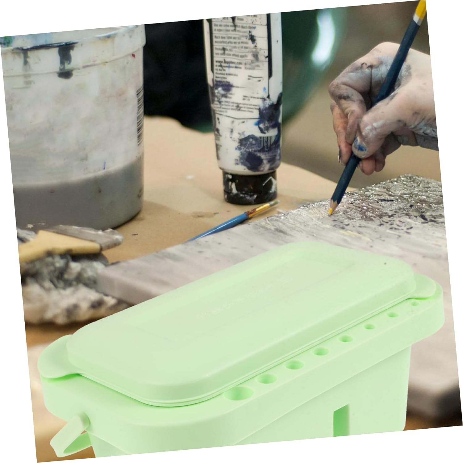 Watercolor Accessories Portable Pen Washing Bucket Handle Brush Washer for Art Supplies School Paintbrush Cleaning