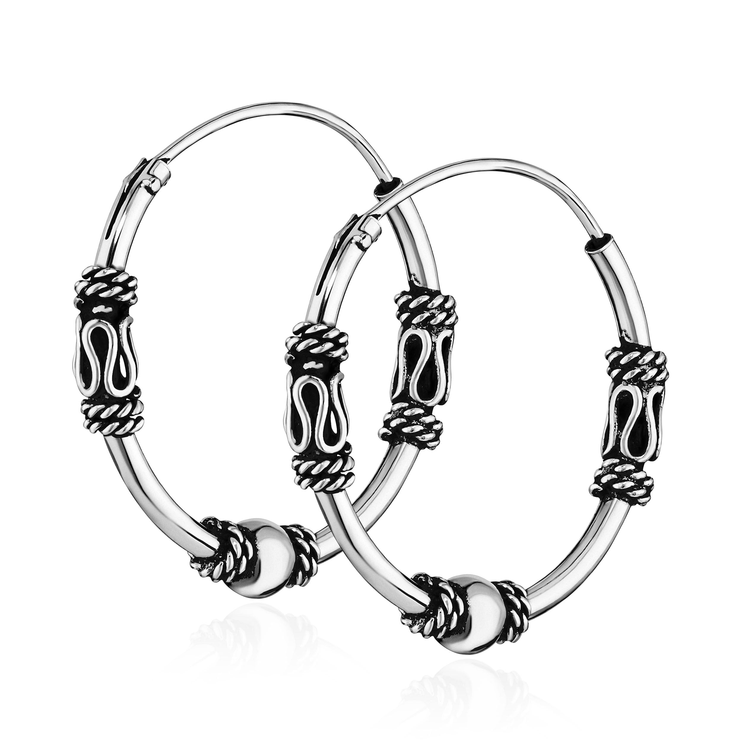 NKlaus PAAR 925 STERLING SILVER Celtic Gothic Creoles 19mm 7250