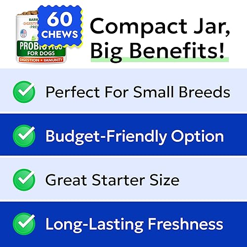 Miniatura 8 de BARK&SPARK Probióticos para perros para la salud digestiva y enzimas  Diarrea, gases, alivio del malestar estomacal y alergias estacionales