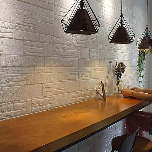 Miniatura 5 de Paquete de 10 paneles de pared de ladrillo 3D para despegar y pegar, papel tapiz autoadhesivo de espuma de piedra sintética para decoración de