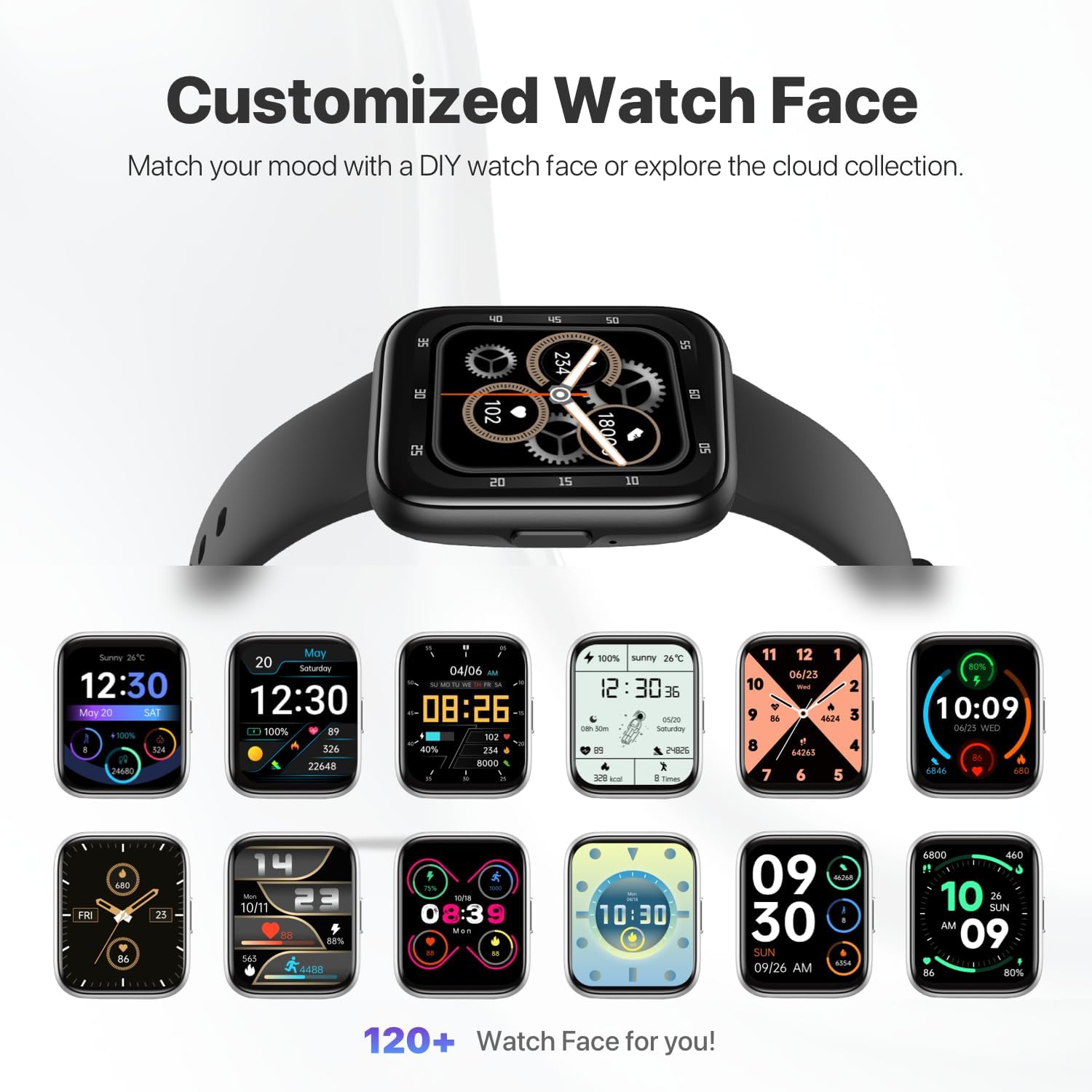 JeeJTek Relojes inteligentes para hombres y mujeres, dial dinámico HD de 1.8 pulgadas, rastreador de fitness 2025 con 100 modos deportivos, monitor de frecuencia cardíaca/sueño, IP68 impermeable